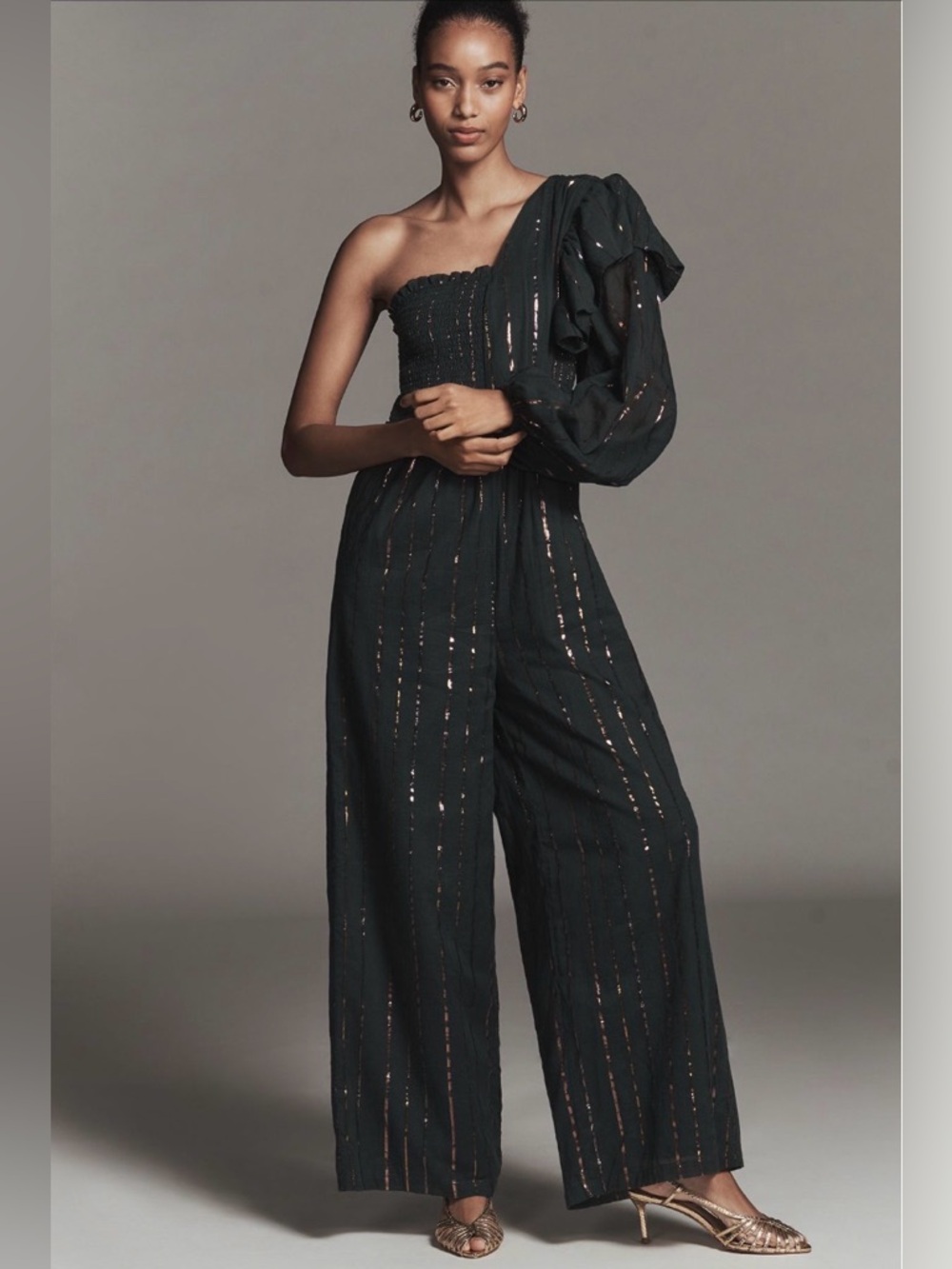 Farm Rio NWT Green One Shoulder Jumpsuit